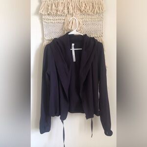 Lululemon Athletica Open Cardigan Hooded Sweatshirt Adjustable Ties Size 4